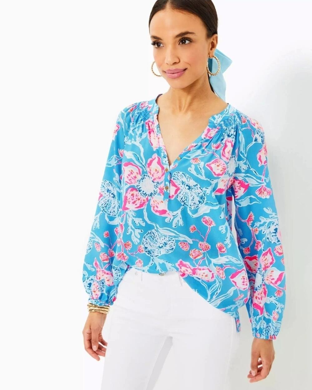Lilly Pulitzer Elsa Silk Top Multi Bohamian Rhapsody Size XL Resort